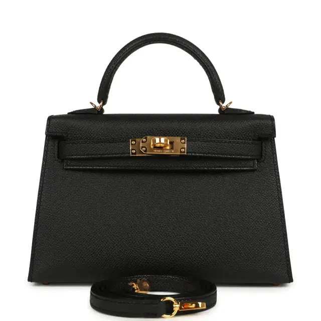HERMÈS Hermes Kelly Sellier 20 Black Epsom Gold Hardware