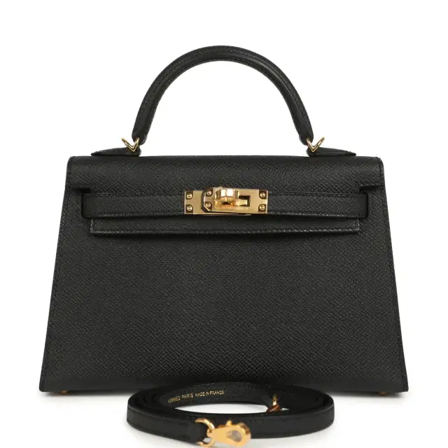 HERMÈS Hermes Kelly Sellier 20 Black Epsom Gold Hardware
