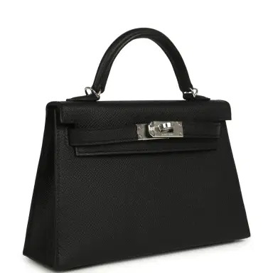 HERMÈS Hermes Kelly Sellier 20 Black Epsom Palladium Hardware | Thumbnail 2