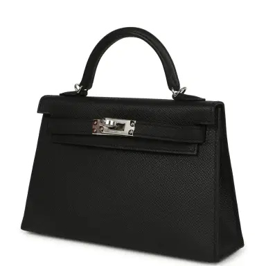 HERMÈS Hermes Kelly Sellier 20 Black Epsom Palladium Hardware | Thumbnail 5