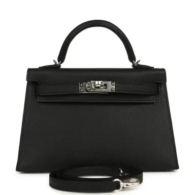 HERMÈS Hermes Kelly Sellier 20 Black Epsom Palladium Hardware | Thumbnail 1