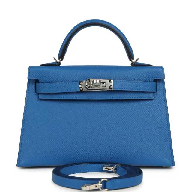 HERMÈS Hermes Kelly Sellier 20 Bleu Zellige Epsom Palladium Hardware