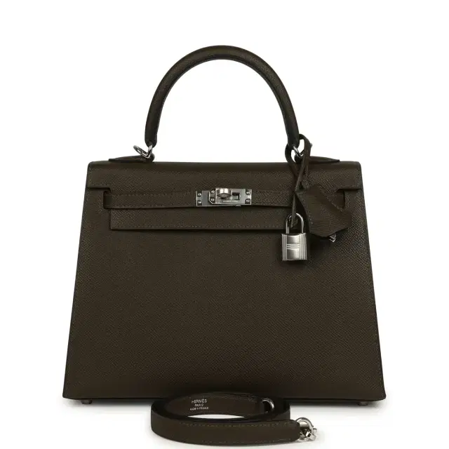 HERMÈS Hermes Kelly Sellier 25 Vert Loden Epsom Palladium Hardware