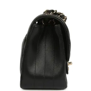 Chanel Pre-owned Chanel Mini Chevron Square Flap Bag Black Lambskin Light Gold Hardware | Thumbnail 4 Chanel Pre-owned Chanel Mini Chevron Square Flap Bag Black Lambskin Light Gold Hardware | Thumbnail 4