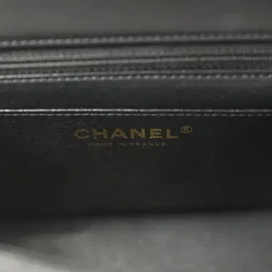Chanel Pre-owned Chanel Mini Chevron Square Flap Bag Black Lambskin Light Gold Hardware | Thumbnail 9 Chanel Pre-owned Chanel Mini Chevron Square Flap Bag Black Lambskin Light Gold Hardware | Thumbnail 9
