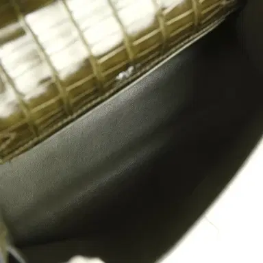 HERMÈS Pre-owned Hermes Kelly Pochette Vert Olive Shiny Alligator Mississippiensis Palladium Hardware | Thumbnail 7 HERMÈS Pre-owned Hermes Kelly Pochette Vert Olive Shiny Alligator Mississippiensis Palladium Hardware | Thumbnail 7