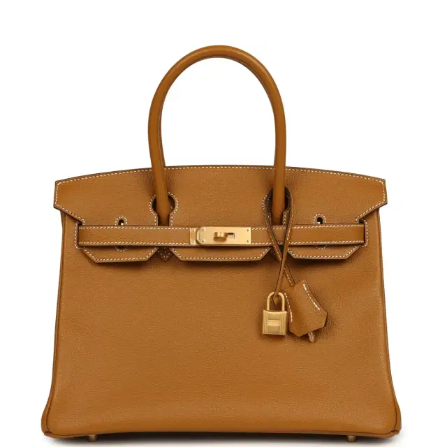 HERMÈS Pre-owned Hermes Special Order (HSS) Birkin 30 Caramel Verso Chèvre Brushed Gold Hardware