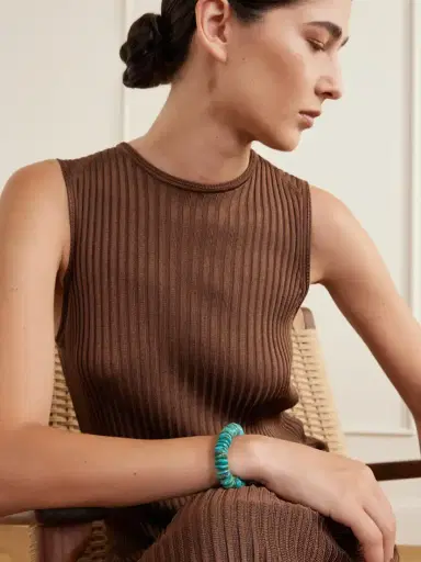 JIA JIA Jumbo Heishi 14-karat Gold And Turquoise Beaded Bracelet | Thumbnail 2