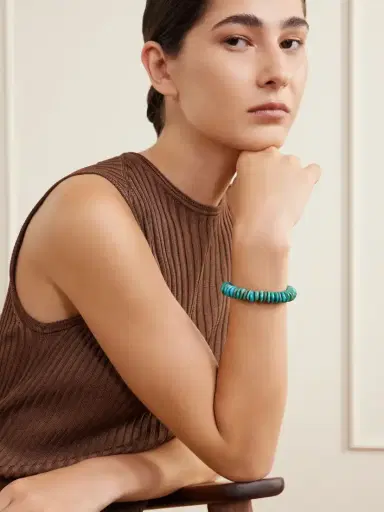 JIA JIA Jumbo Heishi 14-karat Gold And Turquoise Beaded Bracelet | Thumbnail 4