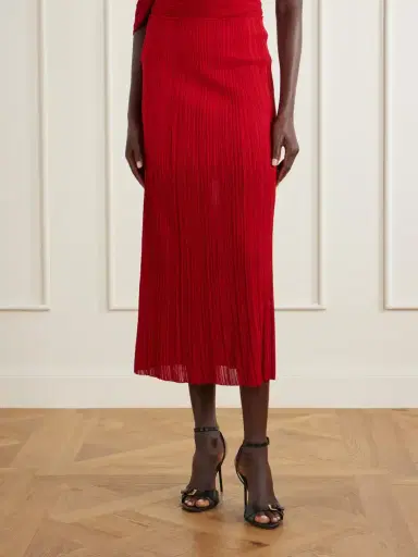 Balmain Plissé-crepe Midi Skirt | Thumbnail 3 Balmain Plissé-crepe Midi Skirt | Thumbnail 3