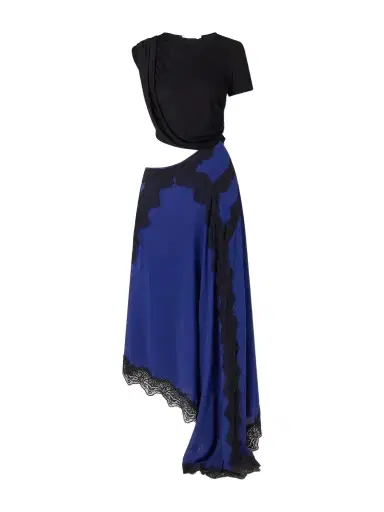 Christopher Esber Verve Asymmetric Lace-trimmed Silk-georgette And Ribbed Jersey Dress | Thumbnail 1 Christopher Esber Verve Asymmetric Lace-trimmed Silk-georgette And Ribbed Jersey Dress | Thumbnail 1