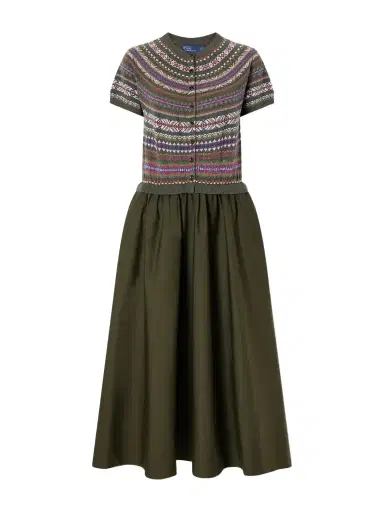 Polo Ralph Lauren Striped Wool, Cotton And Cashmere-blend Midi Dress | Thumbnail 1 Polo Ralph Lauren Striped Wool, Cotton And Cashmere-blend Midi Dress | Thumbnail 1