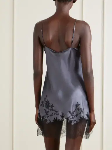 Carine Gilson Lace-embroidered Silk-satin Mini Dress | Thumbnail 3