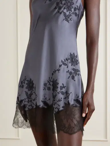 Carine Gilson Lace-embroidered Silk-satin Mini Dress | Thumbnail 4