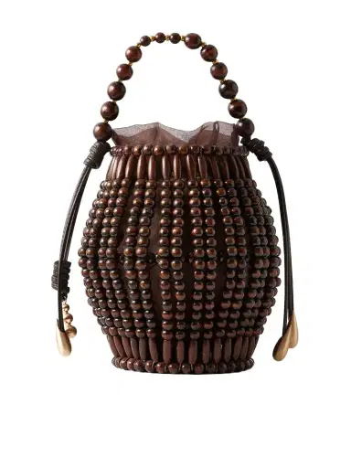 Cult Gaia Lanterna Wood-beaded Mini Bag | Thumbnail 1 Cult Gaia Lanterna Wood-beaded Mini Bag | Thumbnail 1