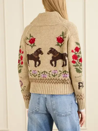 Polo Ralph Lauren Embroidered Cotton And Wool-blend Cardigan | Thumbnail 3 Polo Ralph Lauren Embroidered Cotton And Wool-blend Cardigan | Thumbnail 3