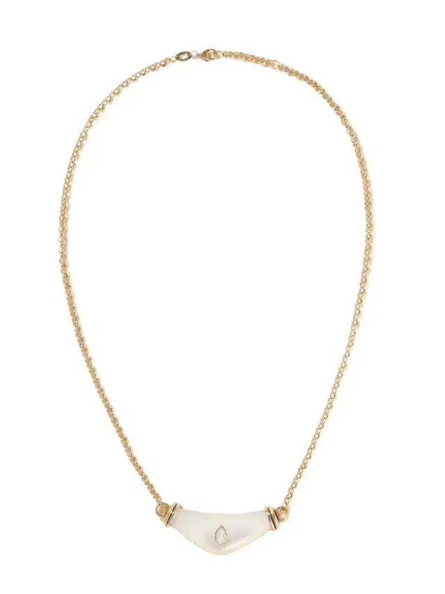 L’Atelier Nawbar 18-karat Gold Diamond And Mother-of-pearl Necklace