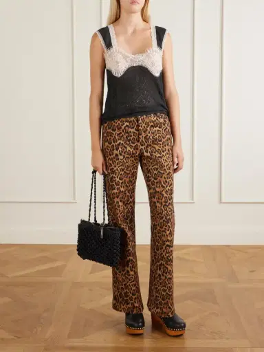 ANNA SUI Animal-print Cotton-blend Wide-leg Pants | Thumbnail 2