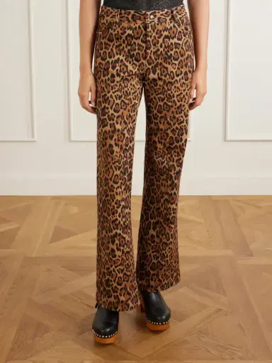 ANNA SUI Animal-print Cotton-blend Wide-leg Pants | Thumbnail 3