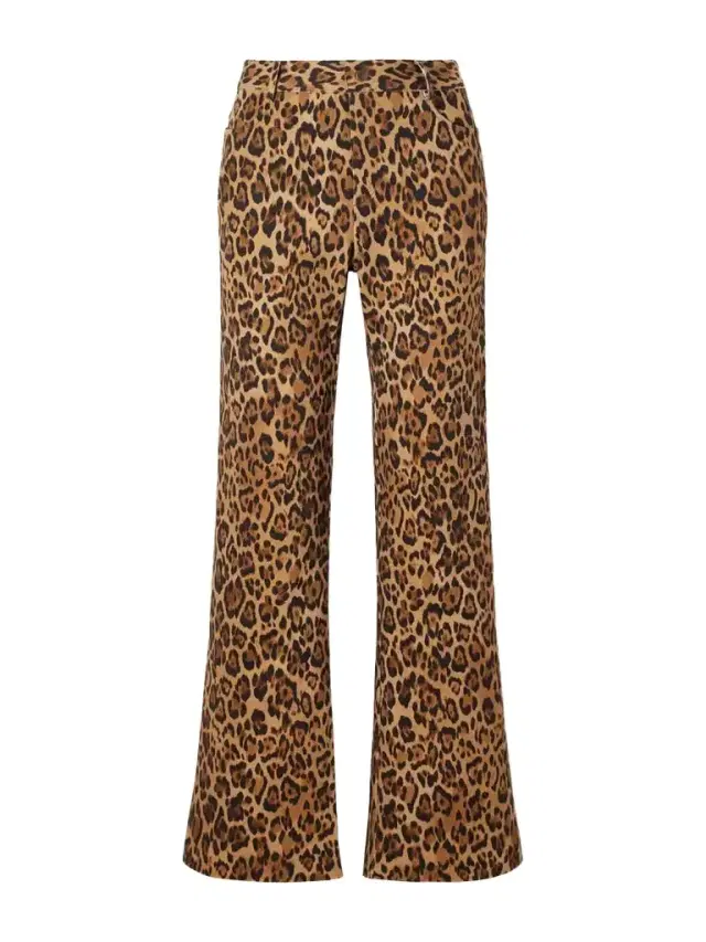 Animal-print Cotton-blend Wide-leg Pants