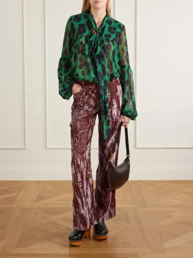 ANNA SUI Velvet-rayon Wide-leg Pants | Thumbnail 2 ANNA SUI Velvet-rayon Wide-leg Pants | Thumbnail 2