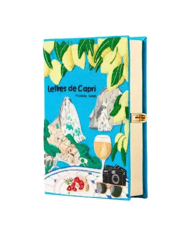 Olympia Le-Tan Lettres De Capri Embroidered Canvas Clutch | Thumbnail 1 Olympia Le-Tan Lettres De Capri Embroidered Canvas Clutch | Thumbnail 1