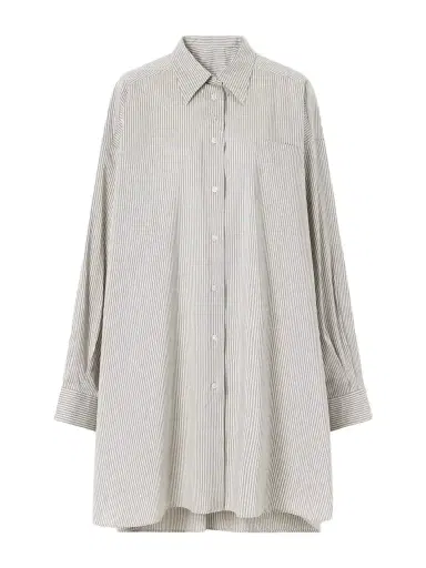Maison Margiela Oversized Striped Cotton And Silk-blend Shirt | Thumbnail 1 Maison Margiela Oversized Striped Cotton And Silk-blend Shirt | Thumbnail 1