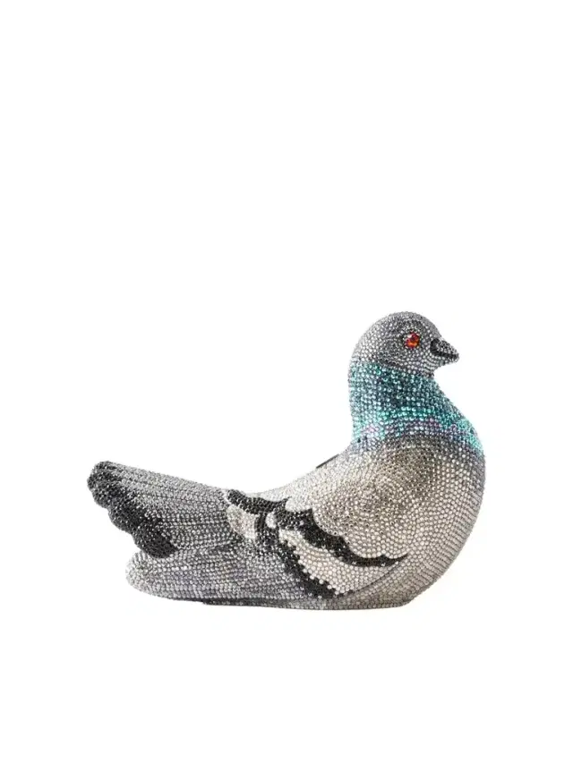 Judith Leiber Couture Pigeon Crystal-embellished Silver-tone Clutch