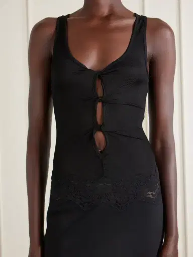 Christopher Esber Verner Cut-out Ribbed-detail Lace-trimmed Jersey Midi Dress | Thumbnail 4 Christopher Esber Verner Cut-out Ribbed-detail Lace-trimmed Jersey Midi Dress | Thumbnail 4