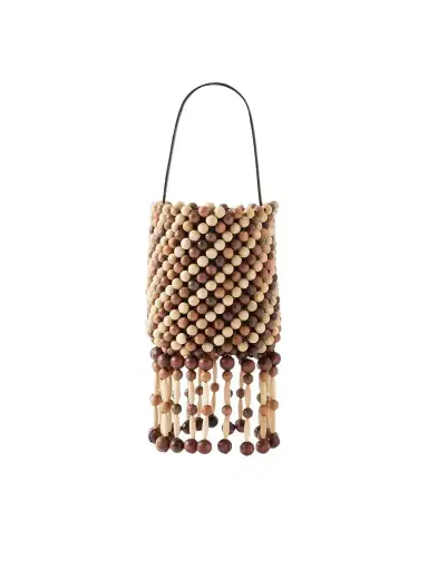 Rabanne Beaded Mini Wood Shoulder Bag | Thumbnail 1 Rabanne Beaded Mini Wood Shoulder Bag | Thumbnail 1