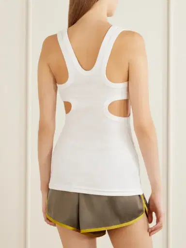 Tibi Ribbed Stretch-cotton Cut-out Tank | Thumbnail 4