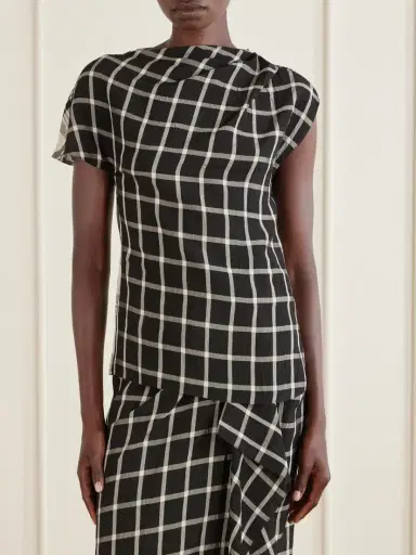Erdem Crushed Window Checked Georgette Tank | Thumbnail 3 Erdem Crushed Window Checked Georgette Tank | Thumbnail 3