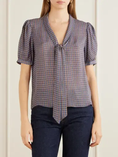 Frame The Sonnet Checked Silk Blouse | Thumbnail 3