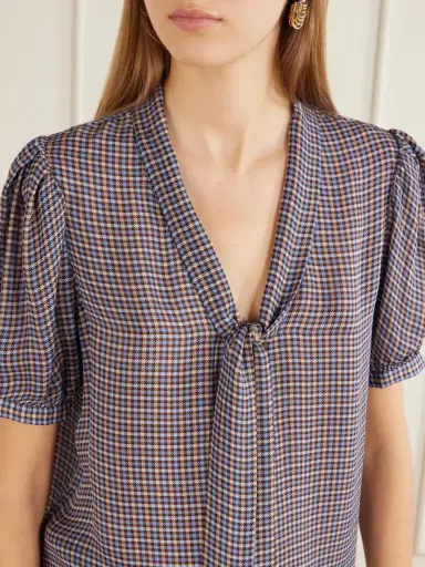 Frame The Sonnet Checked Silk Blouse | Thumbnail 5