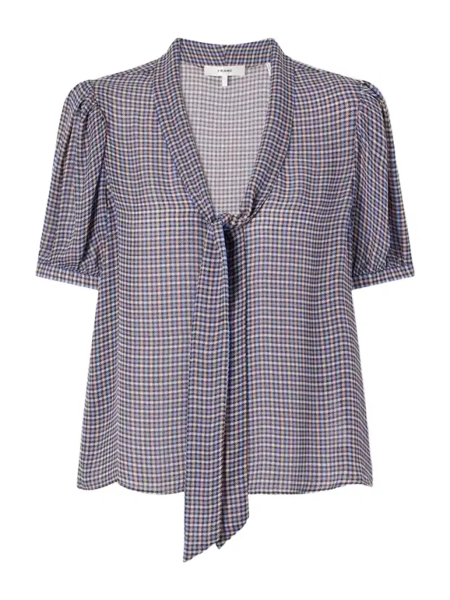 Frame The Sonnet Checked Silk Blouse