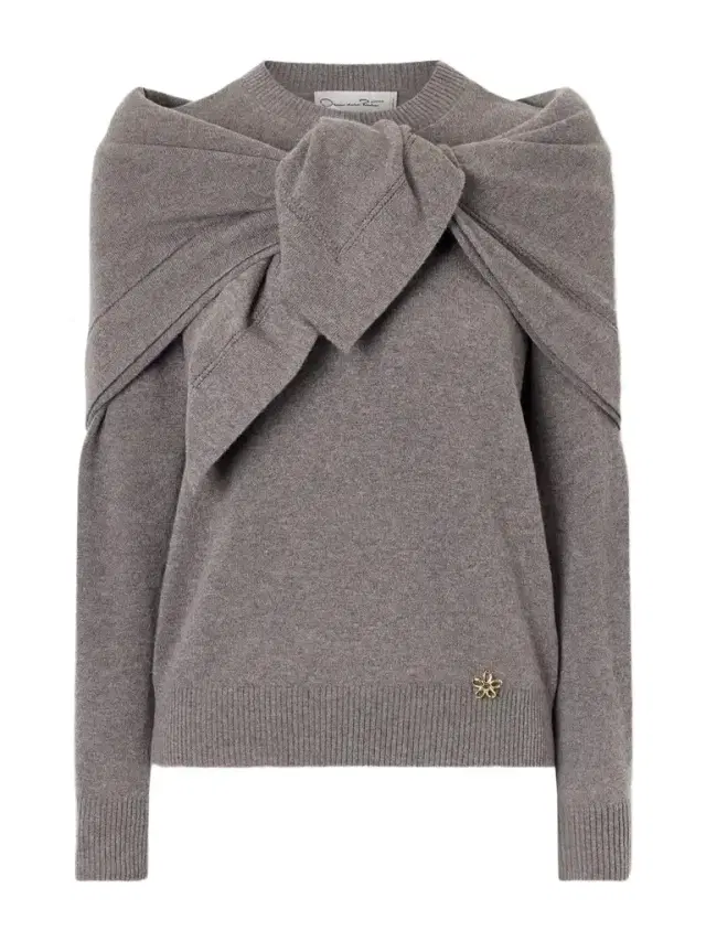Oscar de la Renta Scarf-detailed Cashmere Sweater