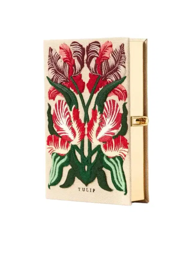 Olympia Le-Tan Tulip Embroidered Canvas Clutch