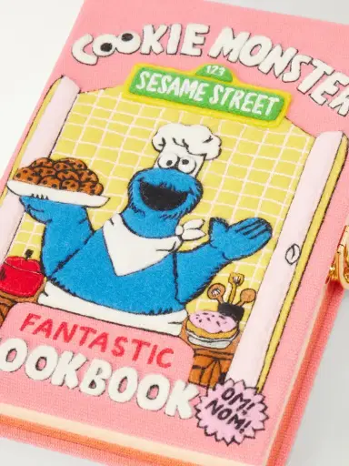 Olympia Le-Tan Cookie Monster Fantastic Cookbook Embroidered Canvas Clutch | Thumbnail 5