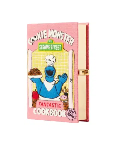 Olympia Le-Tan Cookie Monster Fantastic Cookbook Embroidered Canvas Clutch | Thumbnail 1
