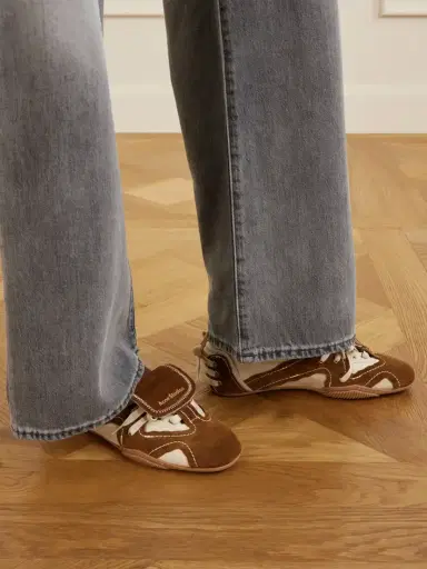 Acne Studios Lace-up Suede And Leather Ballet Flats | Thumbnail 2 Acne Studios Lace-up Suede And Leather Ballet Flats | Thumbnail 2