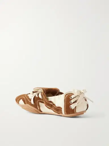 Acne Studios Lace-up Suede And Leather Ballet Flats | Thumbnail 3 Acne Studios Lace-up Suede And Leather Ballet Flats | Thumbnail 3