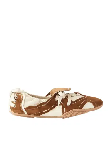 Acne Studios Lace-up Suede And Leather Ballet Flats | Thumbnail 1 Acne Studios Lace-up Suede And Leather Ballet Flats | Thumbnail 1
