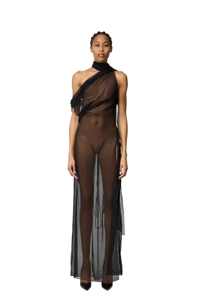 LaQuan Smith Draped Dress with Scarf
