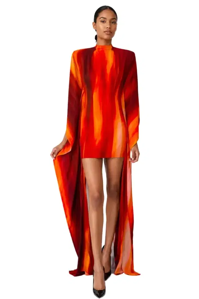 LaQuan Smith Mini Dress with Floor Length Dolman Sleeves