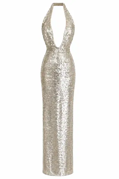 LaQuan Smith Sleeveless Mock Neck Gown with Cutout Detail | Thumbnail 1