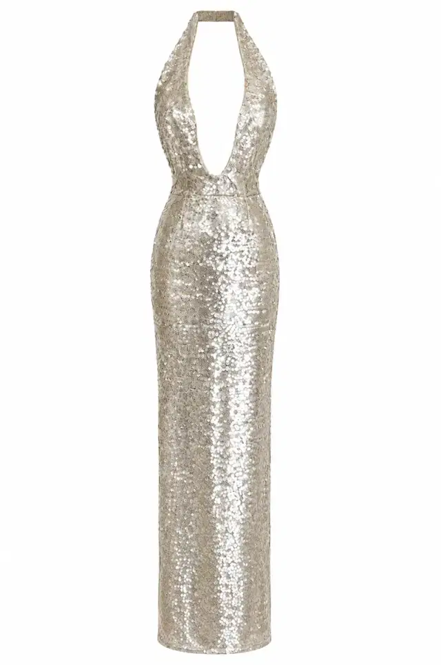 LaQuan Smith Sleeveless Mock Neck Gown with Cutout Detail