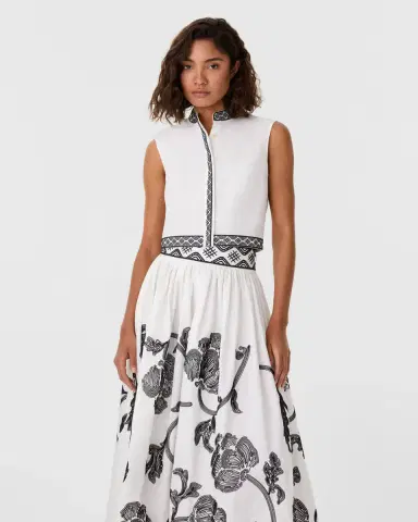 Emporio Sirenuse Andorra Top with Peony Embroidery | Thumbnail 4