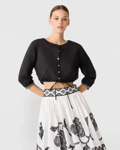 Emporio Sirenuse New Jinny Top with Peony Embroidery | Thumbnail 3