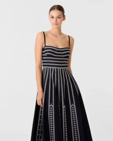 Emporio Sirenuse Soraya Dress with Greek Mask Embroidery | Thumbnail 4