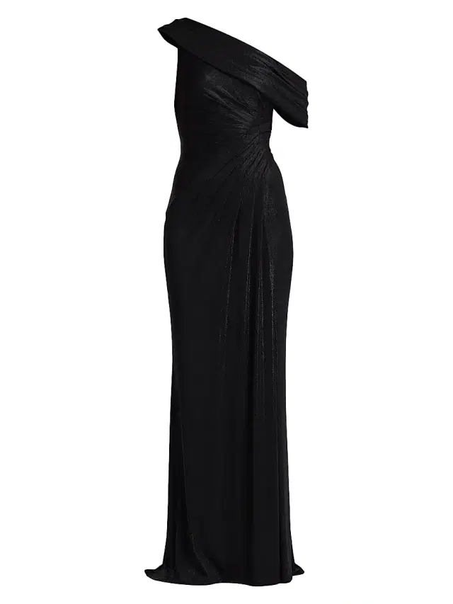 Tadashi Shoji Women's Metallic Jersey Off-the-Shoulder Column Gown - Black